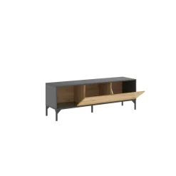 Mobile porta TV Abcd, 132x39h44 cm, Rovere Nodi e Antracite<Dmora Shop