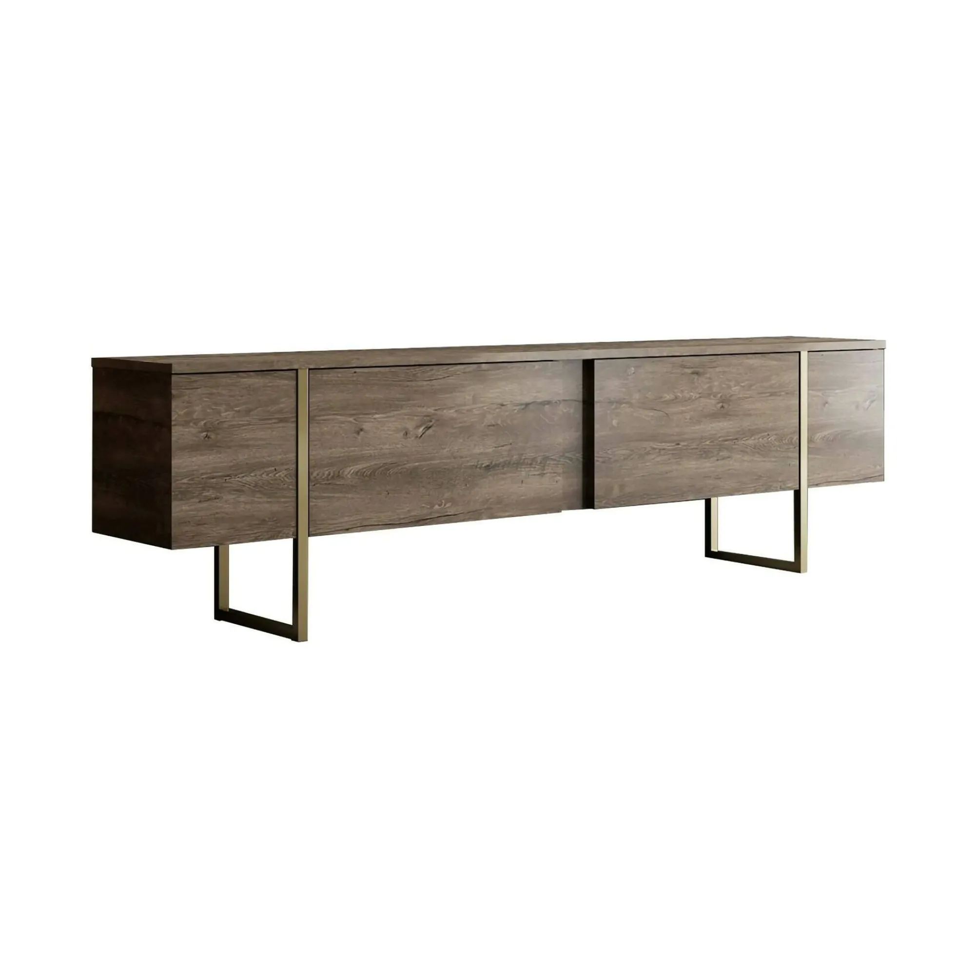 Mobile porta TV Abishia, 180x30h50 cm, Noce e Oro<Dmora Shop