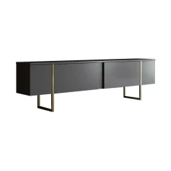 Mobile porta TV Abishia, 180x30h50 cm, Antracite e Oro<Dmora Fashion