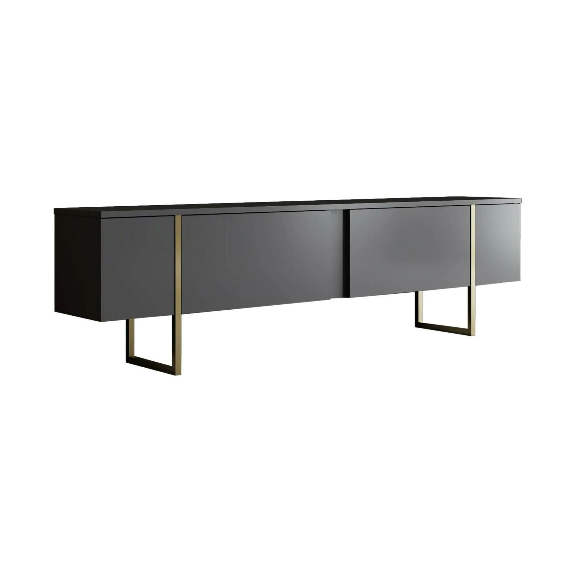 Mobile porta TV Abishia, 180x30h50 cm, Antracite e Oro<Dmora Fashion