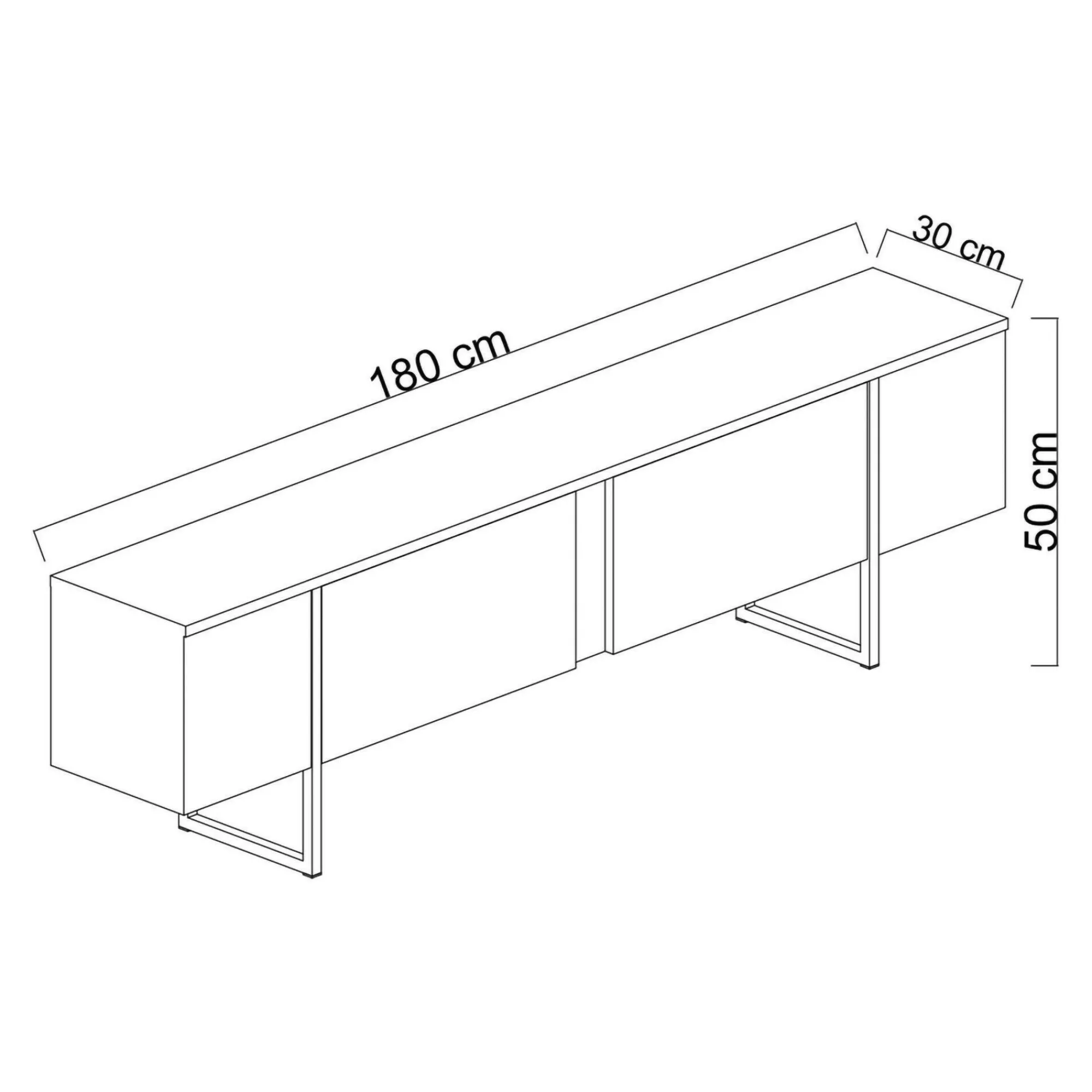 Mobile porta TV Abishia, 180x30h50 cm, Antracite e Oro<Dmora Fashion