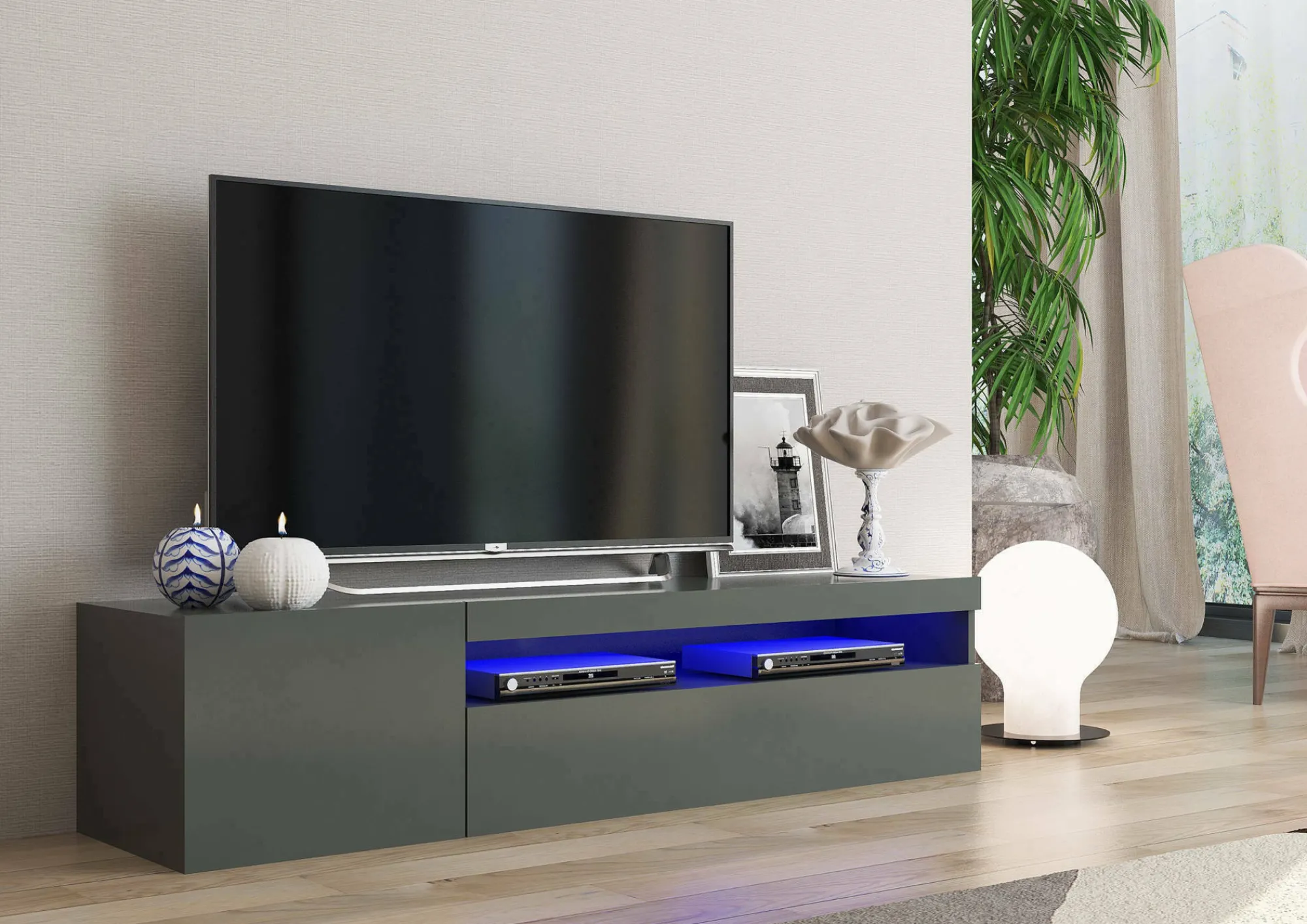 Mobile porta TV Acrilya, , con luce LED<Dmora Store