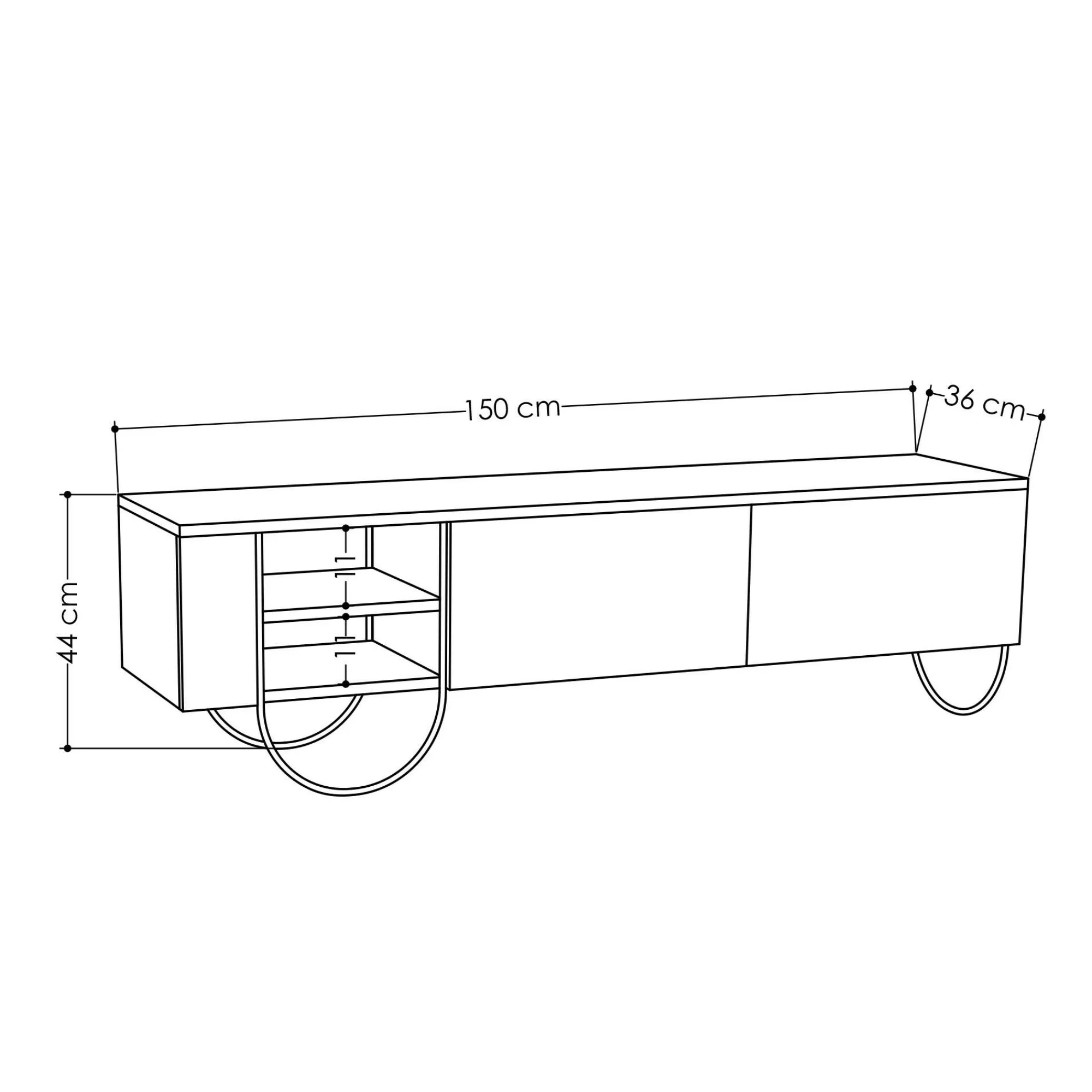 Mobile porta TV Adige, 150x36 h44 cm,<Dmora New
