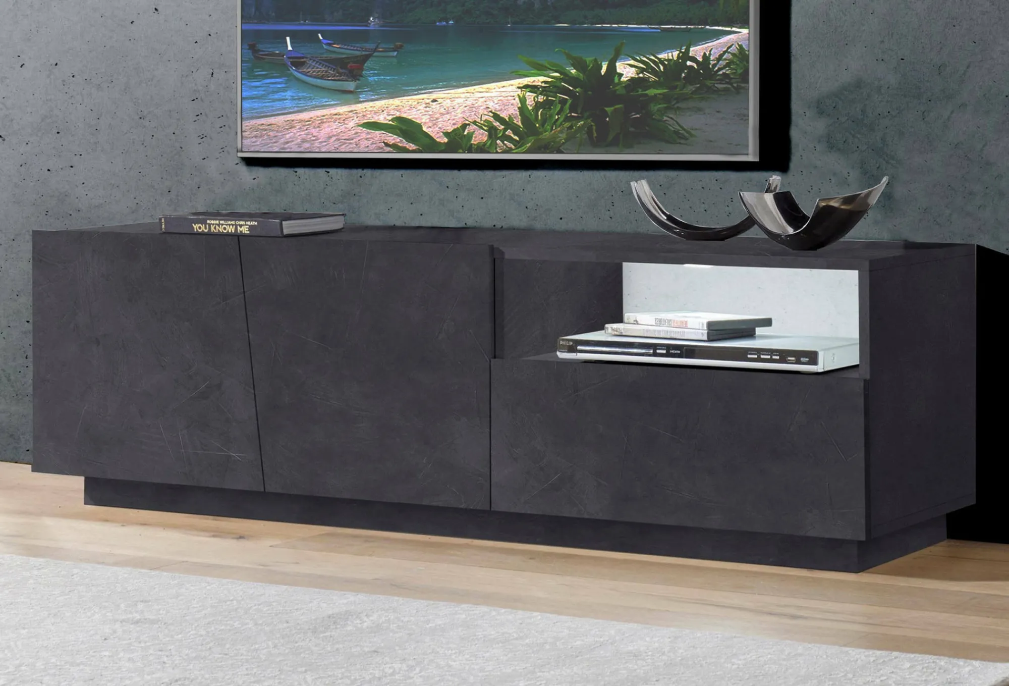 Mobile porta TV Aiace, cm 150x43h46,<Dmora Online