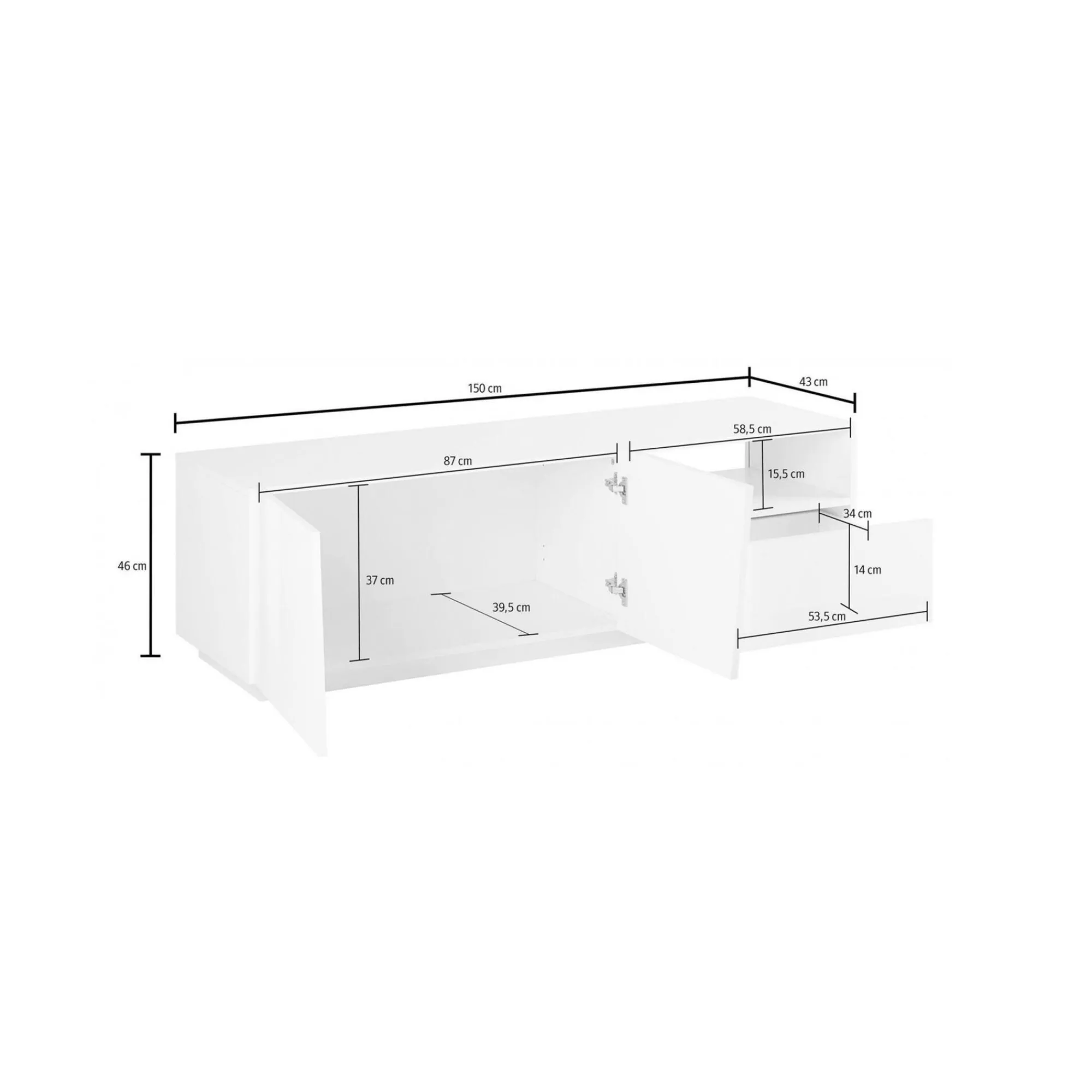Mobile porta TV Aiace, cm 150x43h46,<Dmora Best