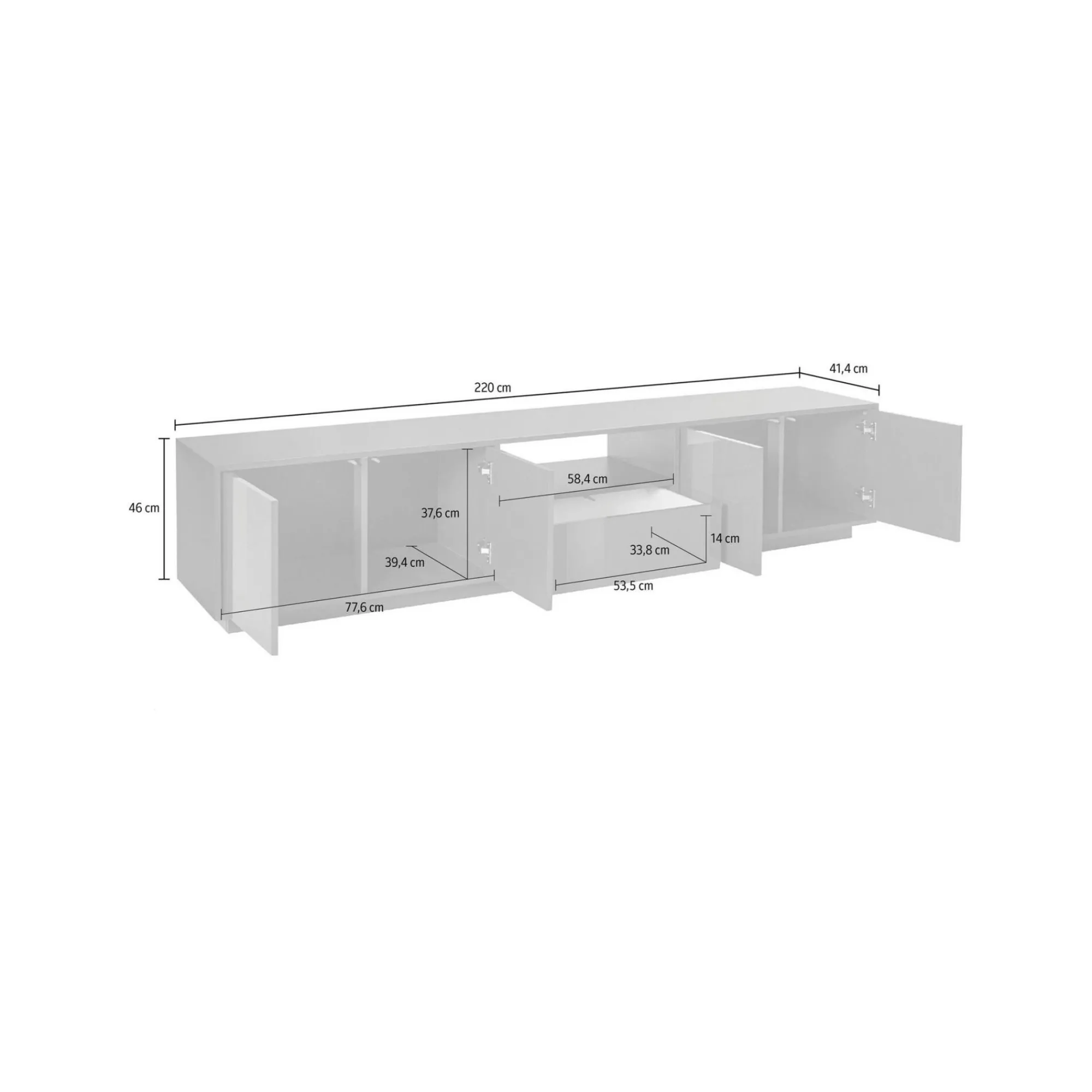 Mobile porta TV Ajuly, cm 220x41h46,<Dmora Best