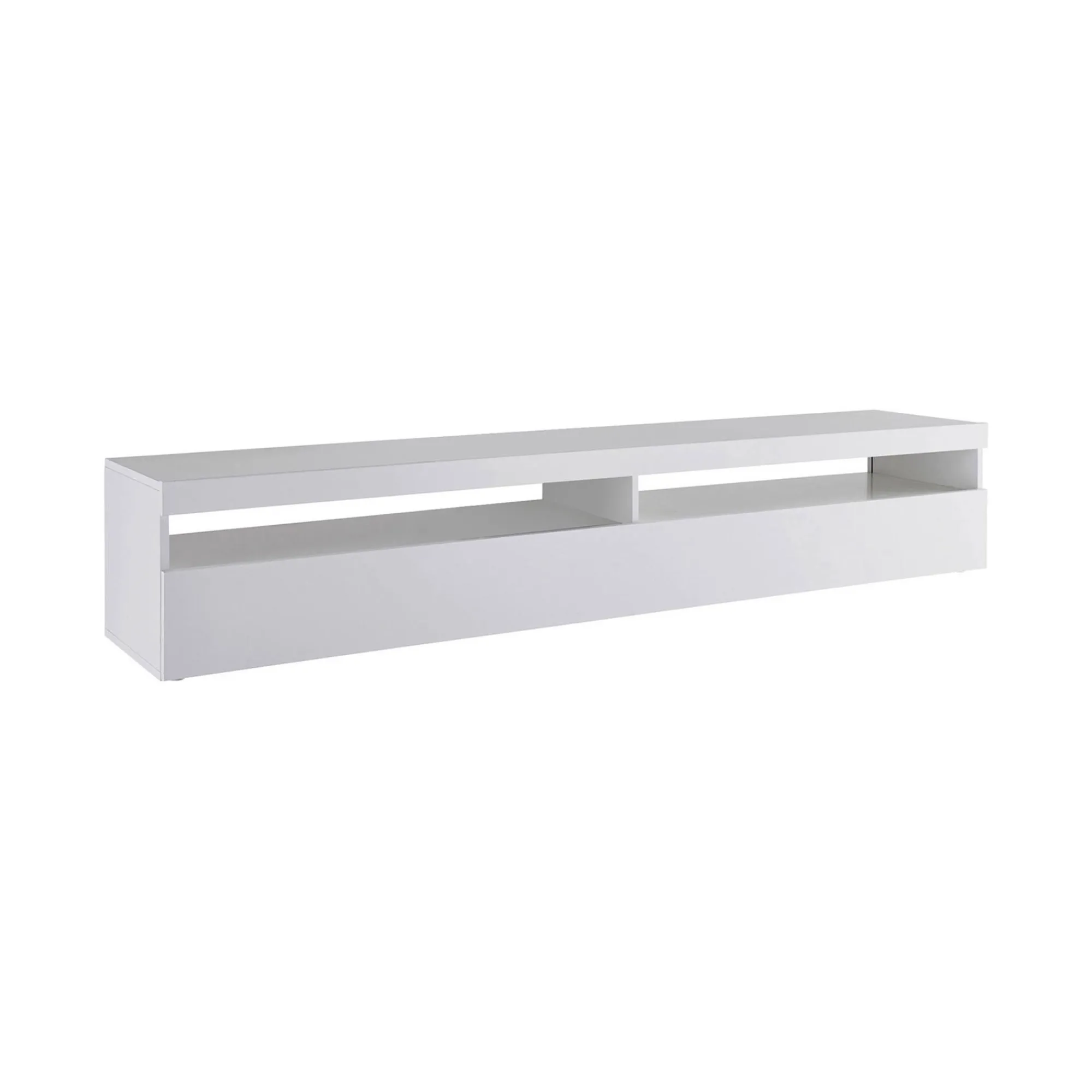 Mobile porta TV Akon, Bianco lucido, con luce LED<Dmora Fashion