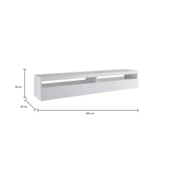 Mobile porta TV Akon, Bianco lucido, con luce LED<Dmora Fashion