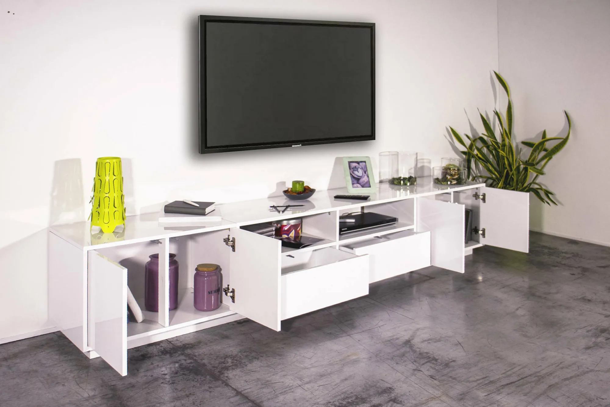 Mobile porta TV Albak, cm 260x41h46,<Dmora Online