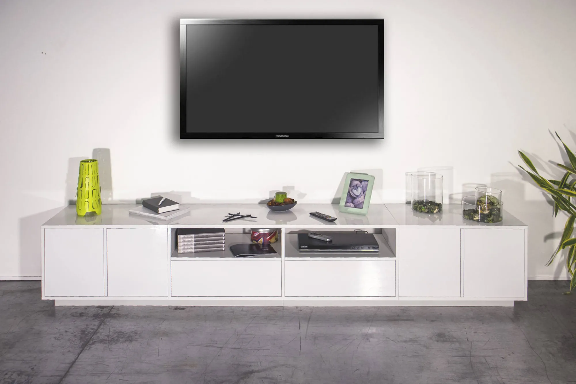 Mobile porta TV Albak, cm 260x41h46,<Dmora Online