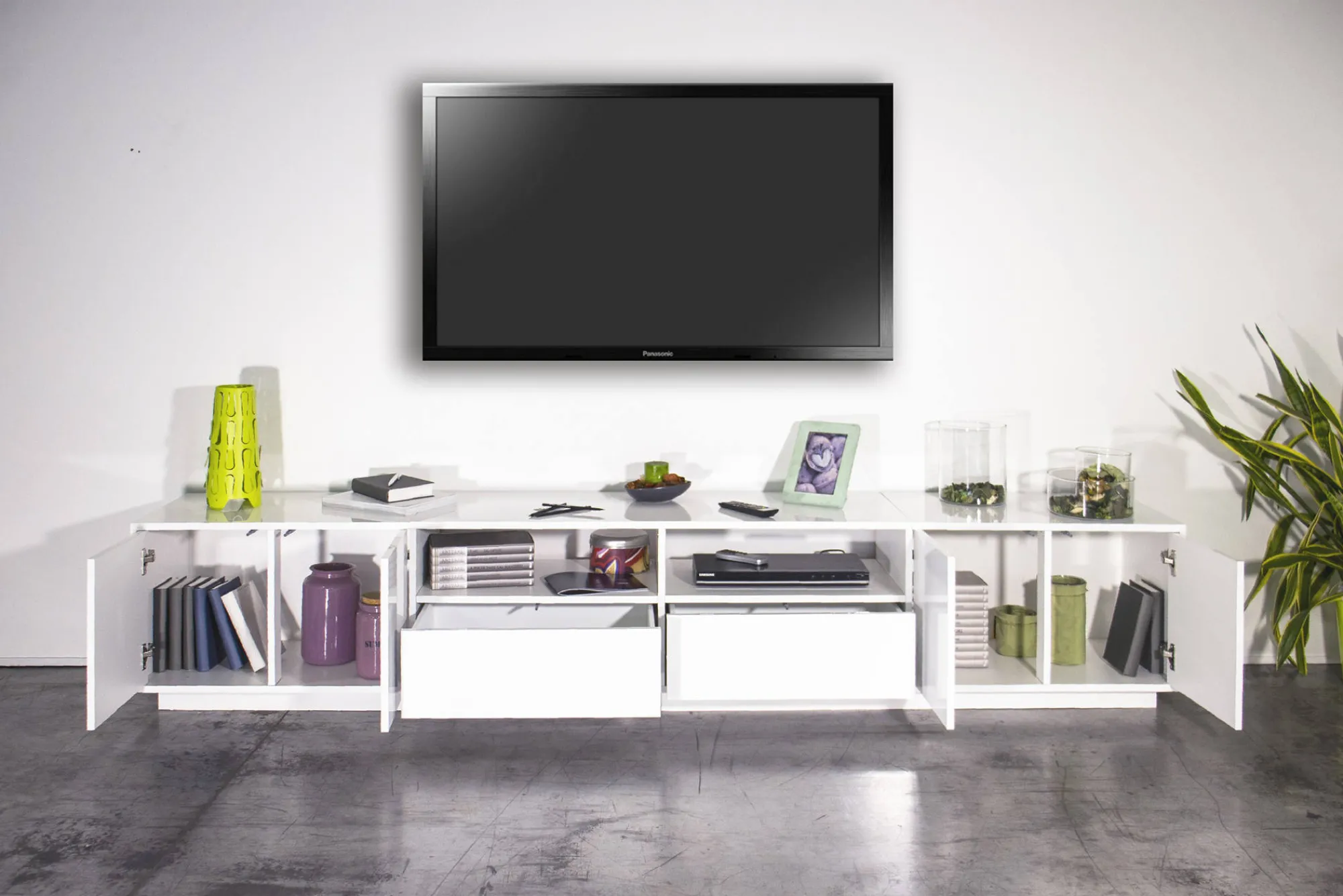 Mobile porta TV Albak, cm 260x41h46,<Dmora Online