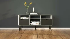 Mobile porta TV Aliani, 117x39 h57 cm, Bianco e Nero<Dmora Discount