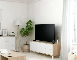 Mobile porta TV Alva, 130x41h47 cm, Rovere e Bianco<Dmora New