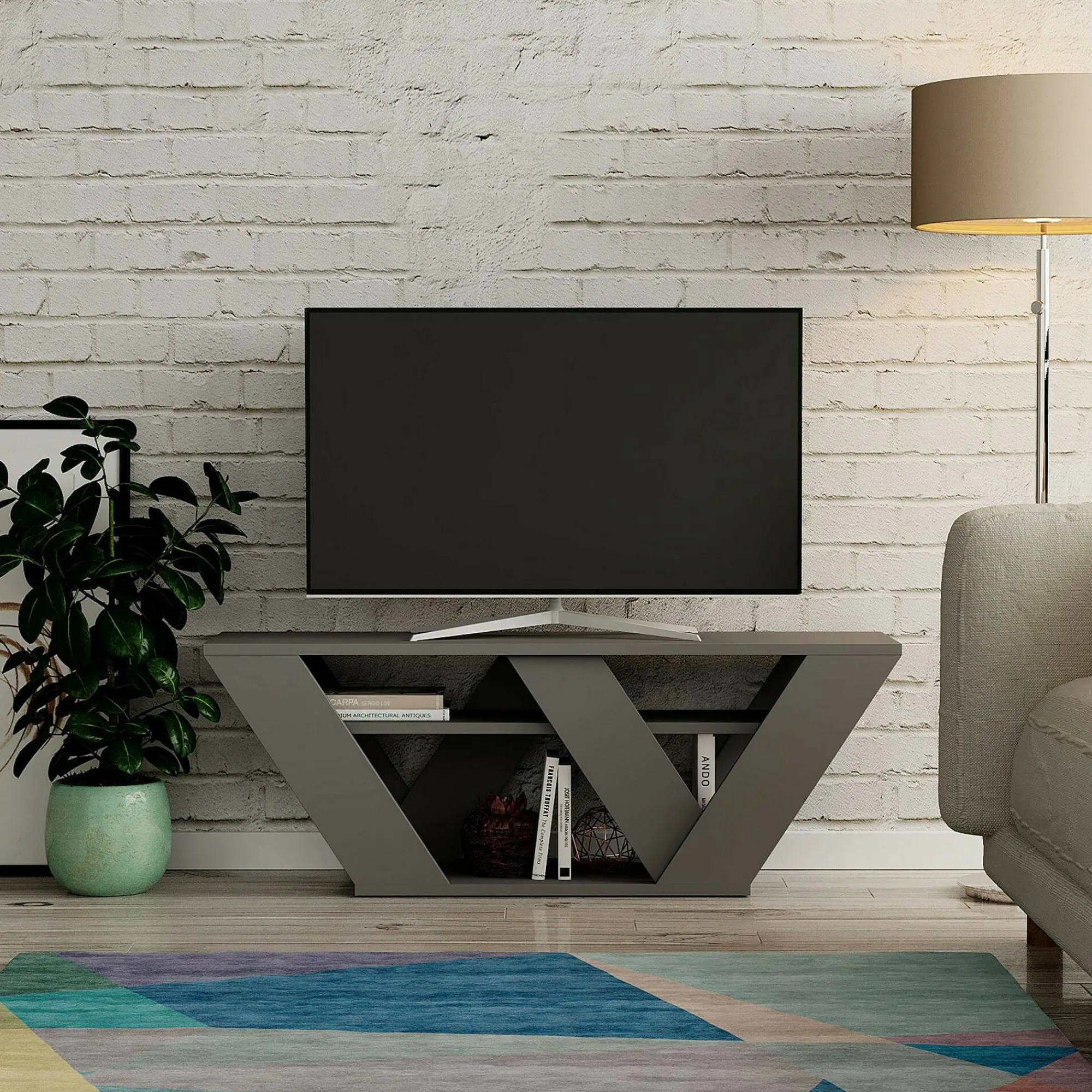 Mobile porta TV Amazzonite, 110x30h40 cm,<Dmora New