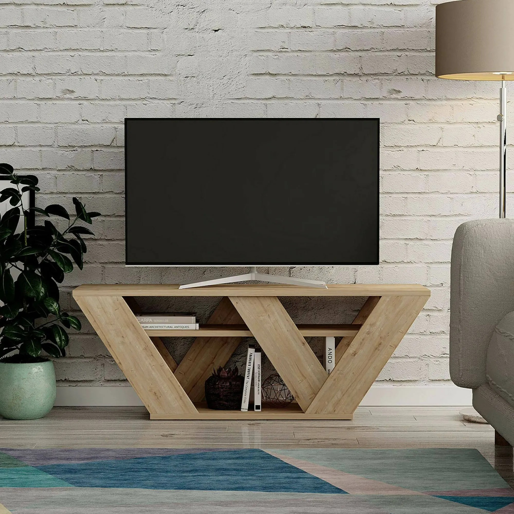 Mobile porta TV Amazzonite, 110x30h40 cm,<Dmora Best