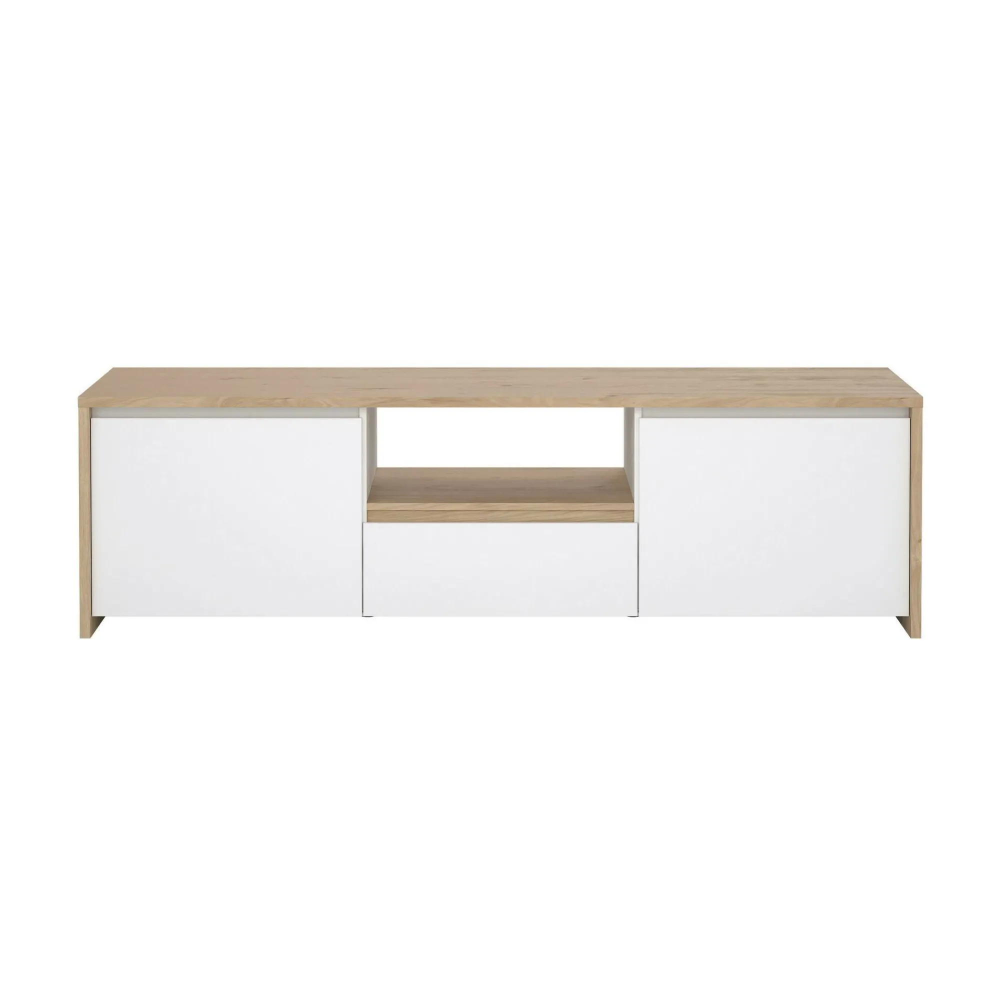 Mobile porta TV Ambivere, 48x179 h52 cm, Rovere e Bianco<Dmora Discount