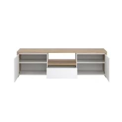 Mobile porta TV Ambivere, 48x179 h52 cm, Rovere e Bianco<Dmora Discount