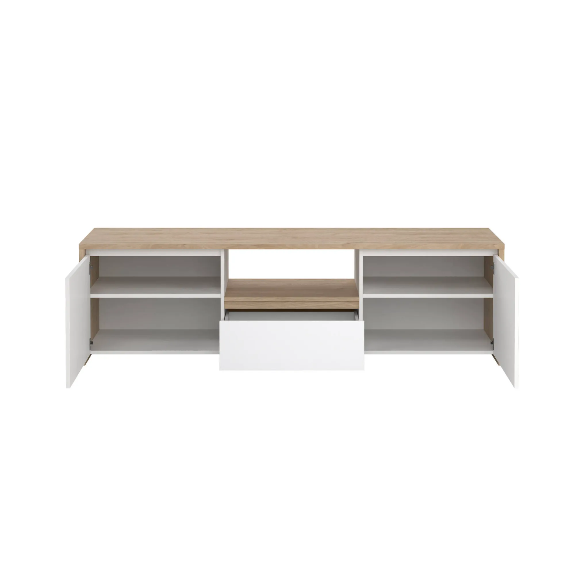 Mobile porta TV Ambivere, 48x179 h52 cm, Rovere e Bianco<Dmora Discount
