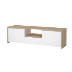 Mobile porta TV Ambivere, 48x179 h52 cm, Rovere e Bianco<Dmora Discount