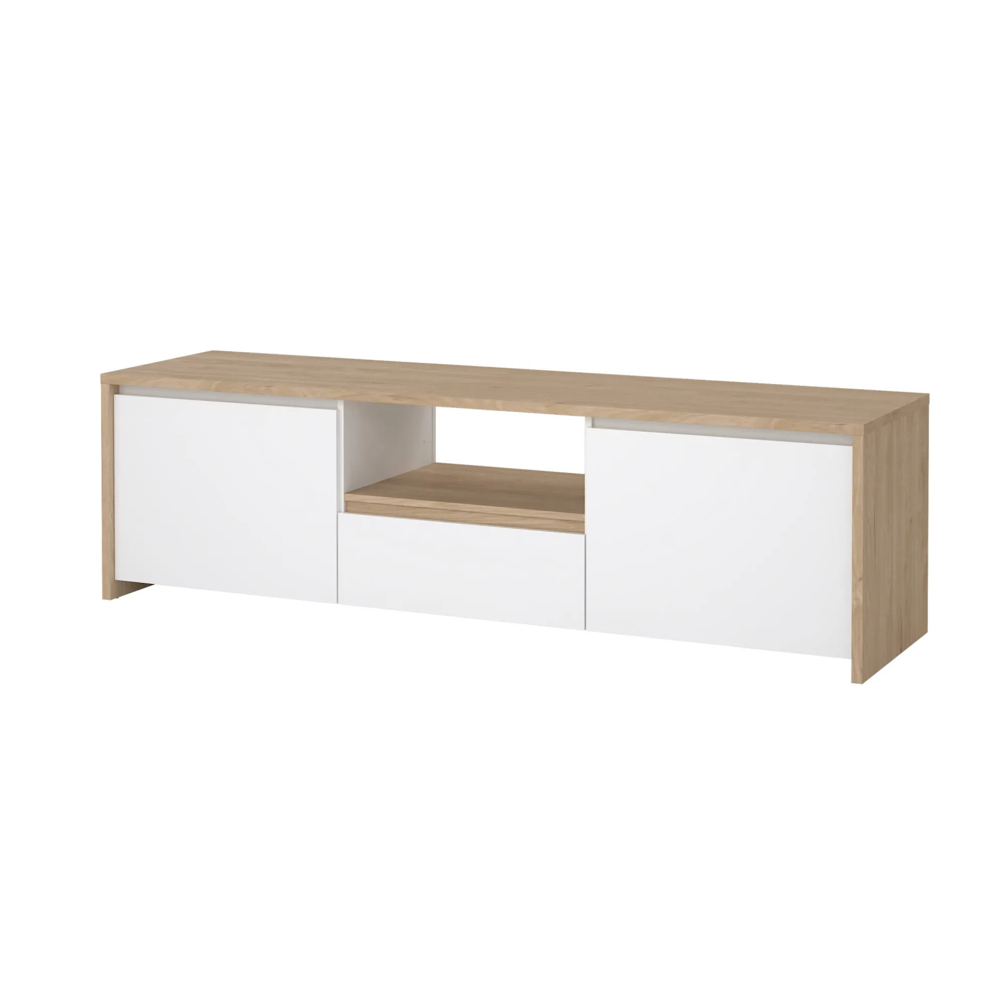 Mobile porta TV Ambivere, 48x179 h52 cm, Rovere e Bianco<Dmora Discount
