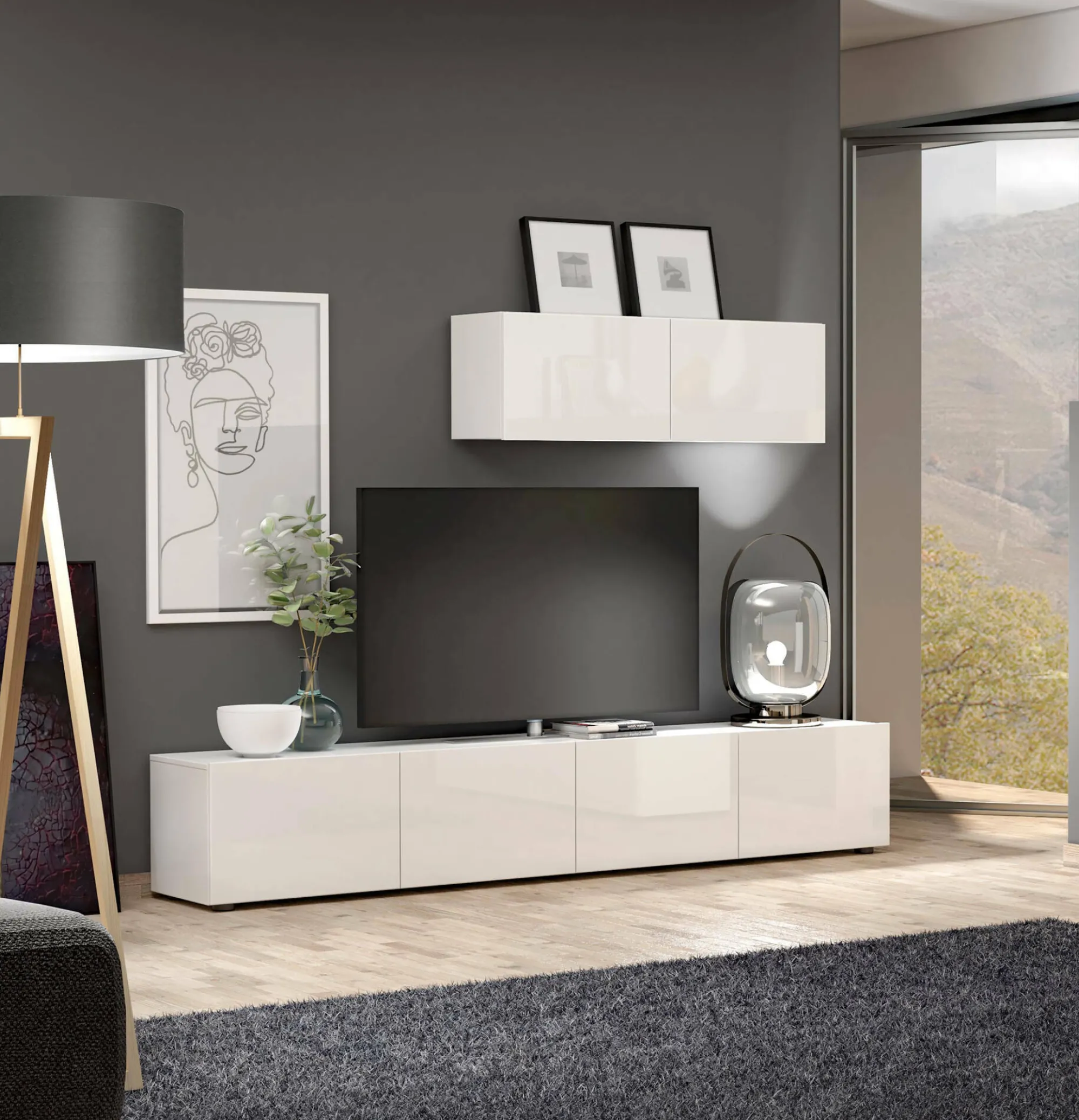 Mobile porta TV Ame, 225x38h39 cm,<Dmora Shop