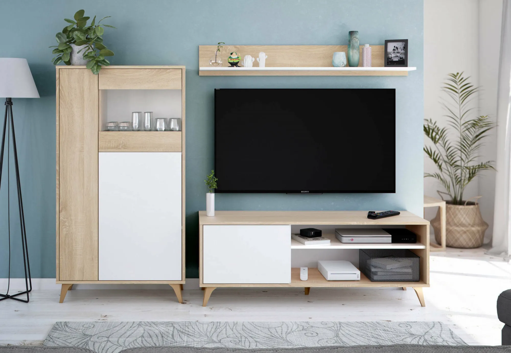 Mobile porta TV Amerino, 135x40h50 cm,<Dmora Cheap