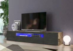 Mobile porta TV Amore, Acero e Ardesia, con luce LED<Dmora Hot