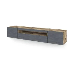 Mobile porta TV Amore, Acero e Ardesia, con luce LED<Dmora Hot
