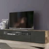 Mobile porta TV Amore, cm 200x40h37, Acero e Ardesia<Dmora Sale
