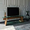 Mobile porta TV Amorosi, 158x40h45 cm, Noce e Verde<Dmora Hot