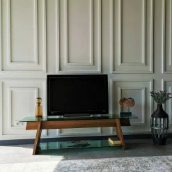 Mobile porta TV Amorosi, 158x40h45 cm, Noce e Verde<Dmora Hot