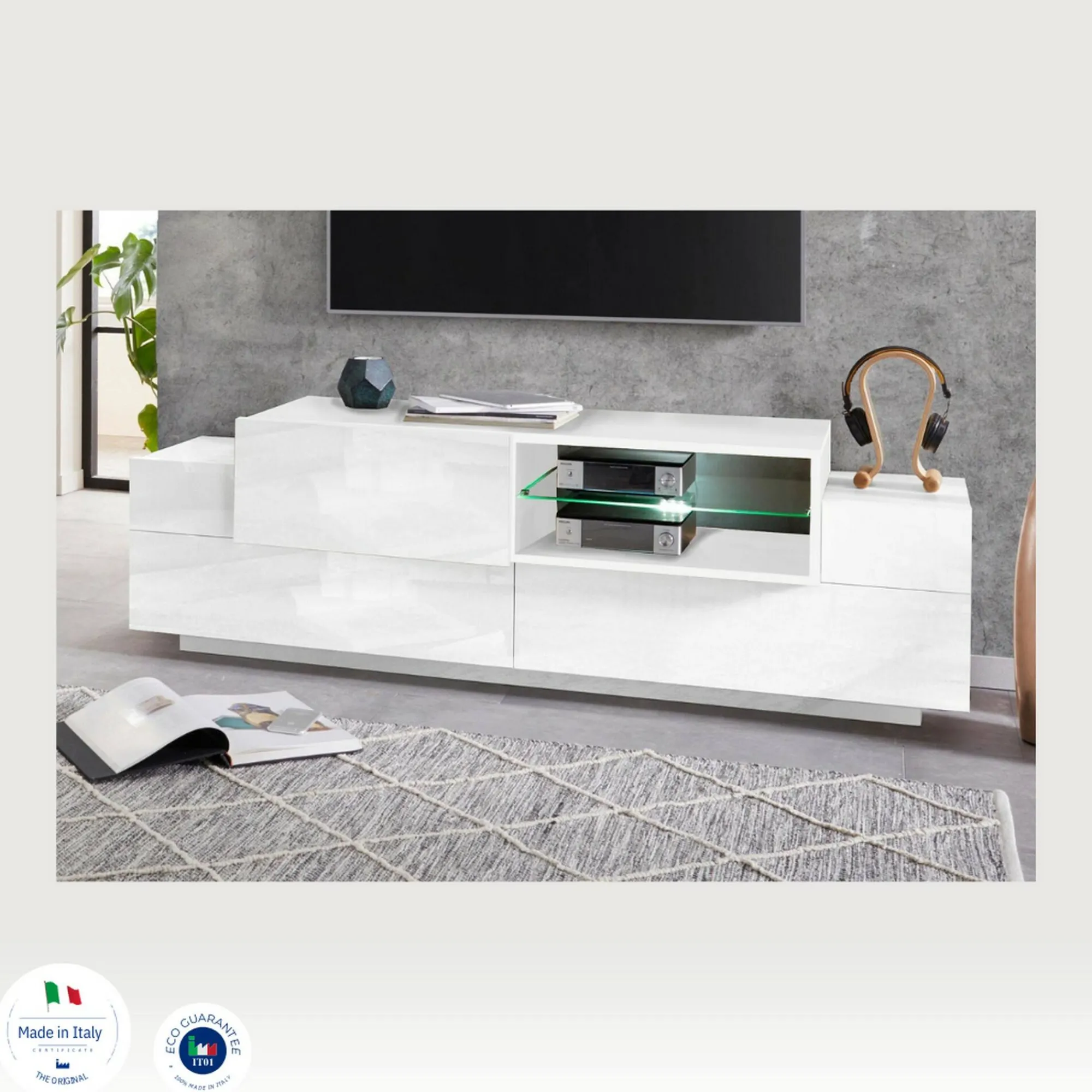 Mobile porta TV Andris, cm 160x45h51,<Dmora Cheap