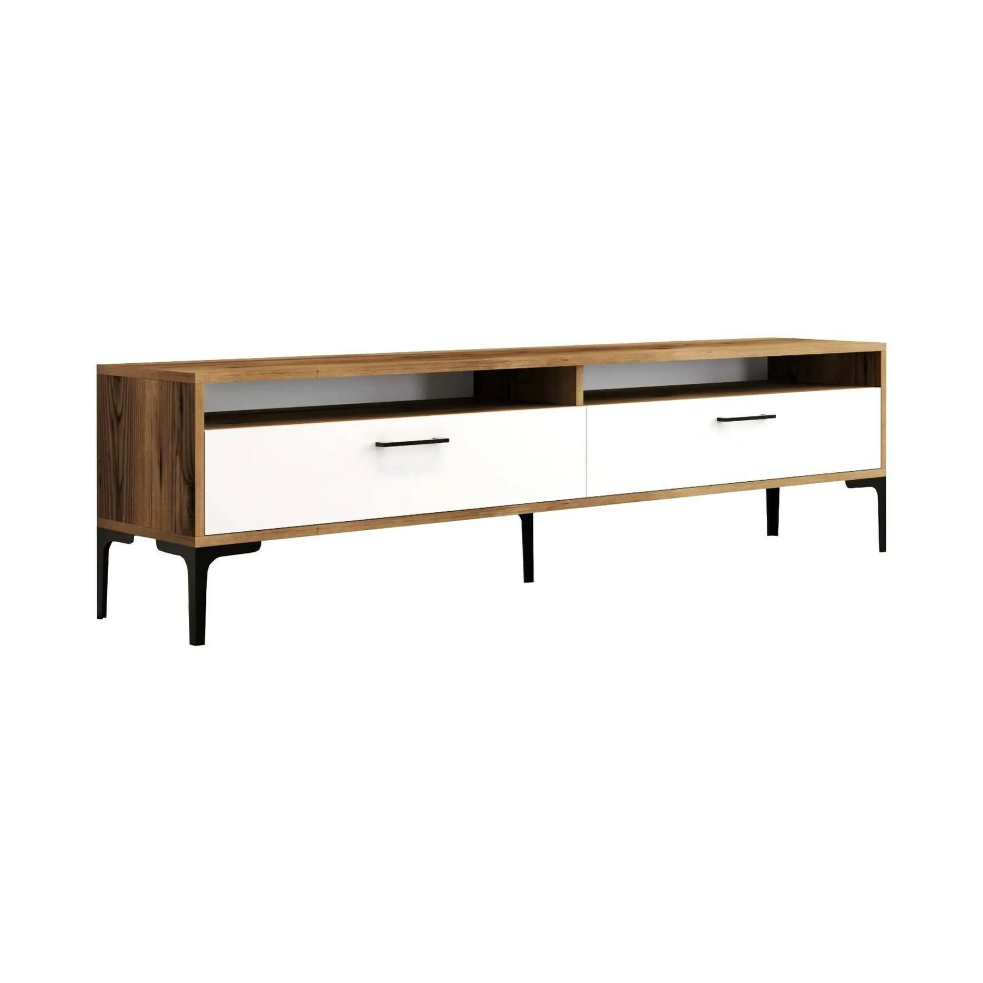 Mobile porta TV Angiari, 47x35h180 cm, Noce e Bianco<Dmora Clearance