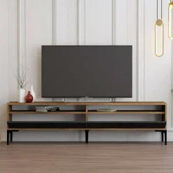 Mobile porta TV Angiari, 180x47h35 cm, Noce e Antracite<Dmora Discount