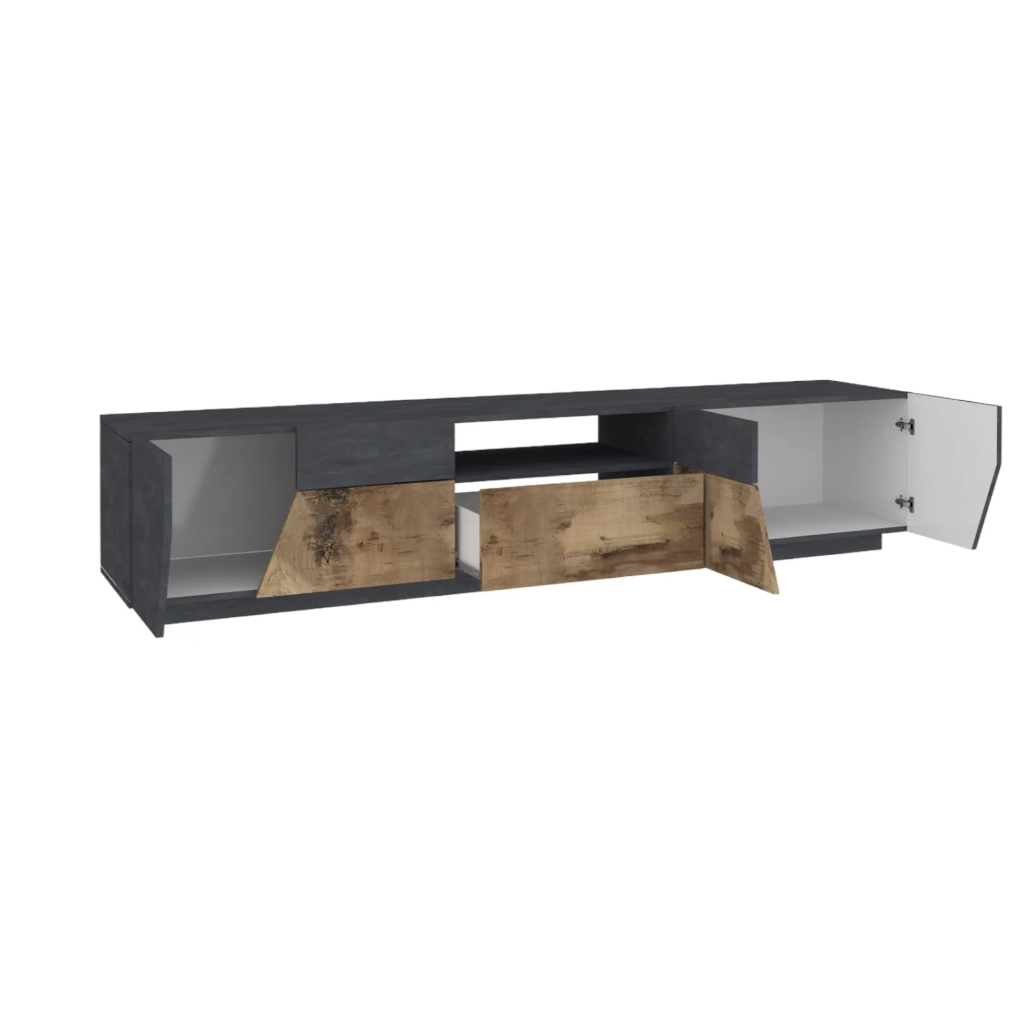Mobile porta TV Animai, cm 220x43h46, Ardesia e Acero<Dmora Cheap