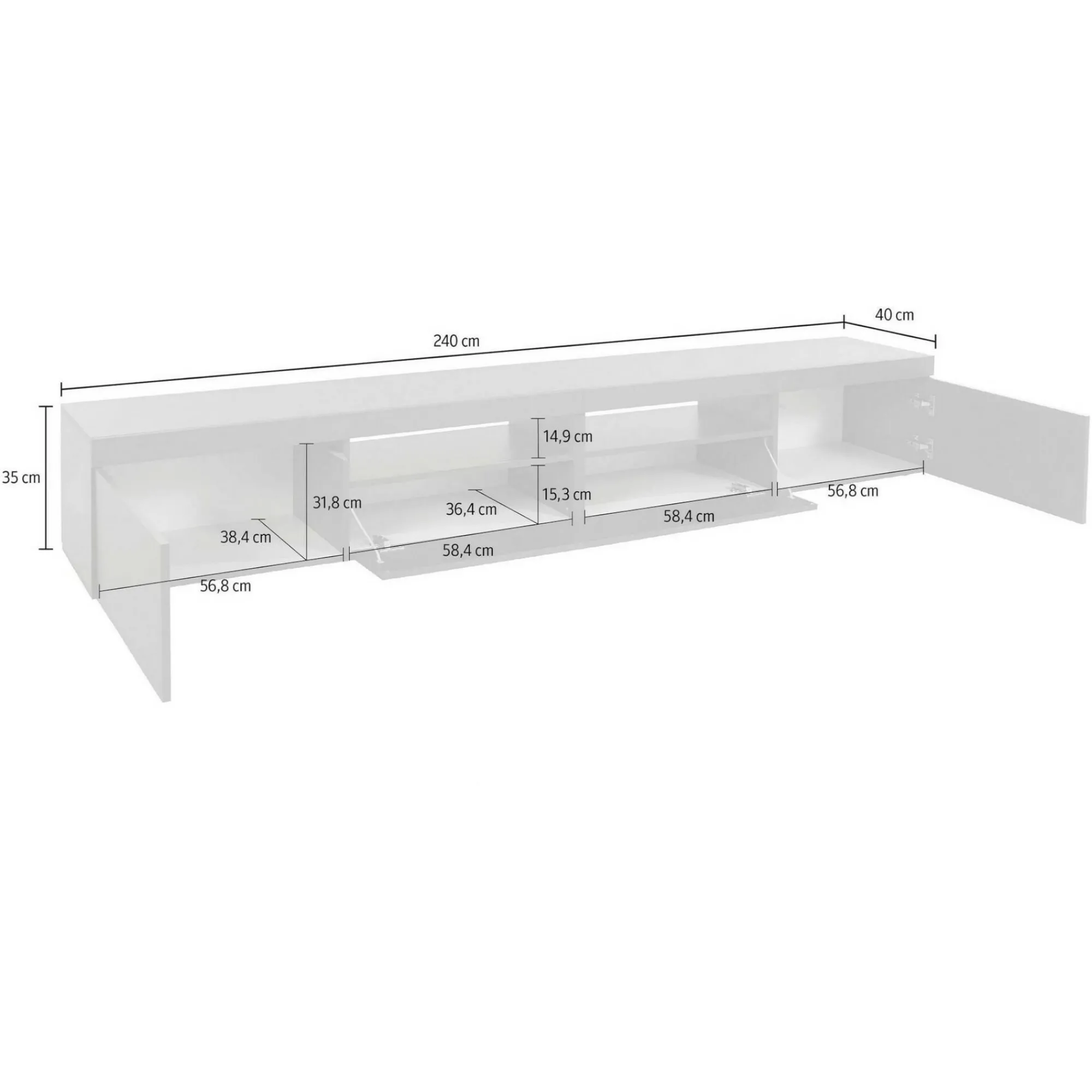 Mobile porta TV Animali, 240x40h35 cm, lucido<Dmora Best Sale