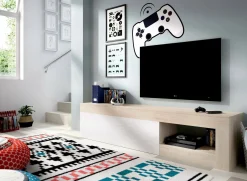 Mobile porta TV Animeli, 204x42h48 cm, Rovere e Bianco<Dmora Outlet