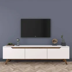 Mobile porta TV Apatite, 180x35h49 cm, Bianco e Noce<Dmora Best