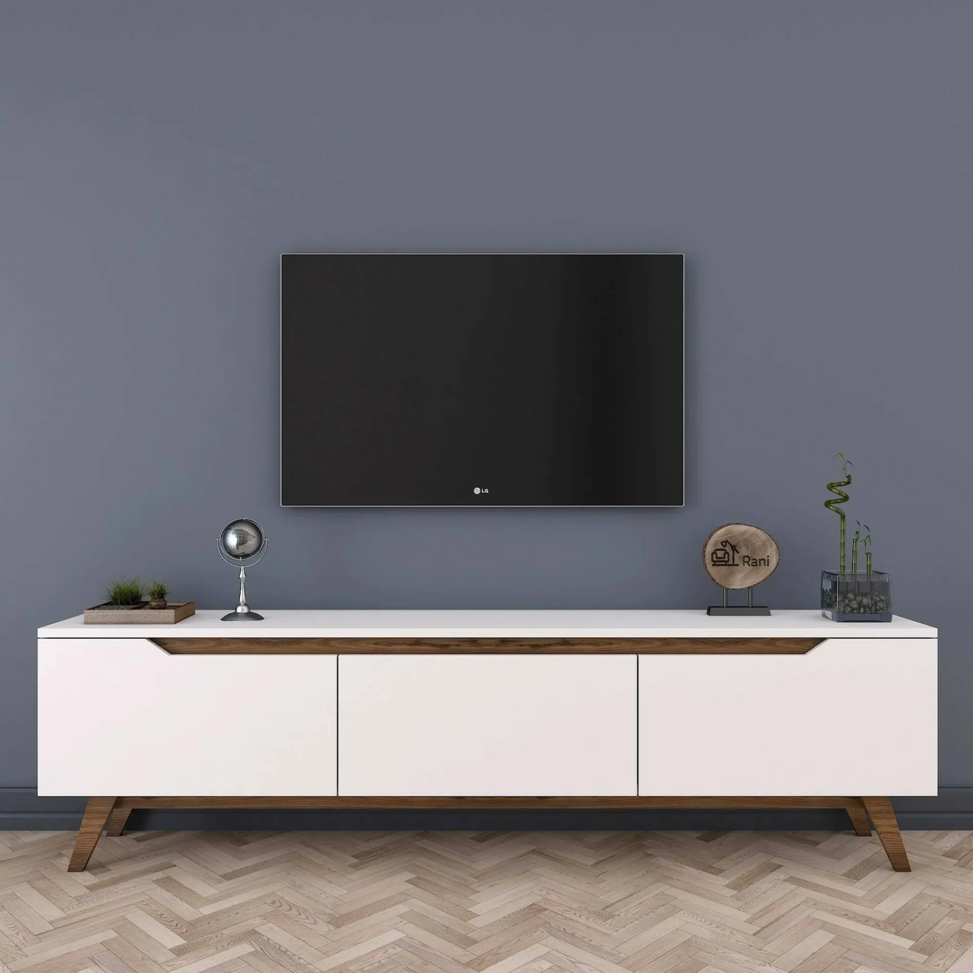 Mobile porta TV Apatite, 180x35h49 cm, Bianco e Noce<Dmora Best
