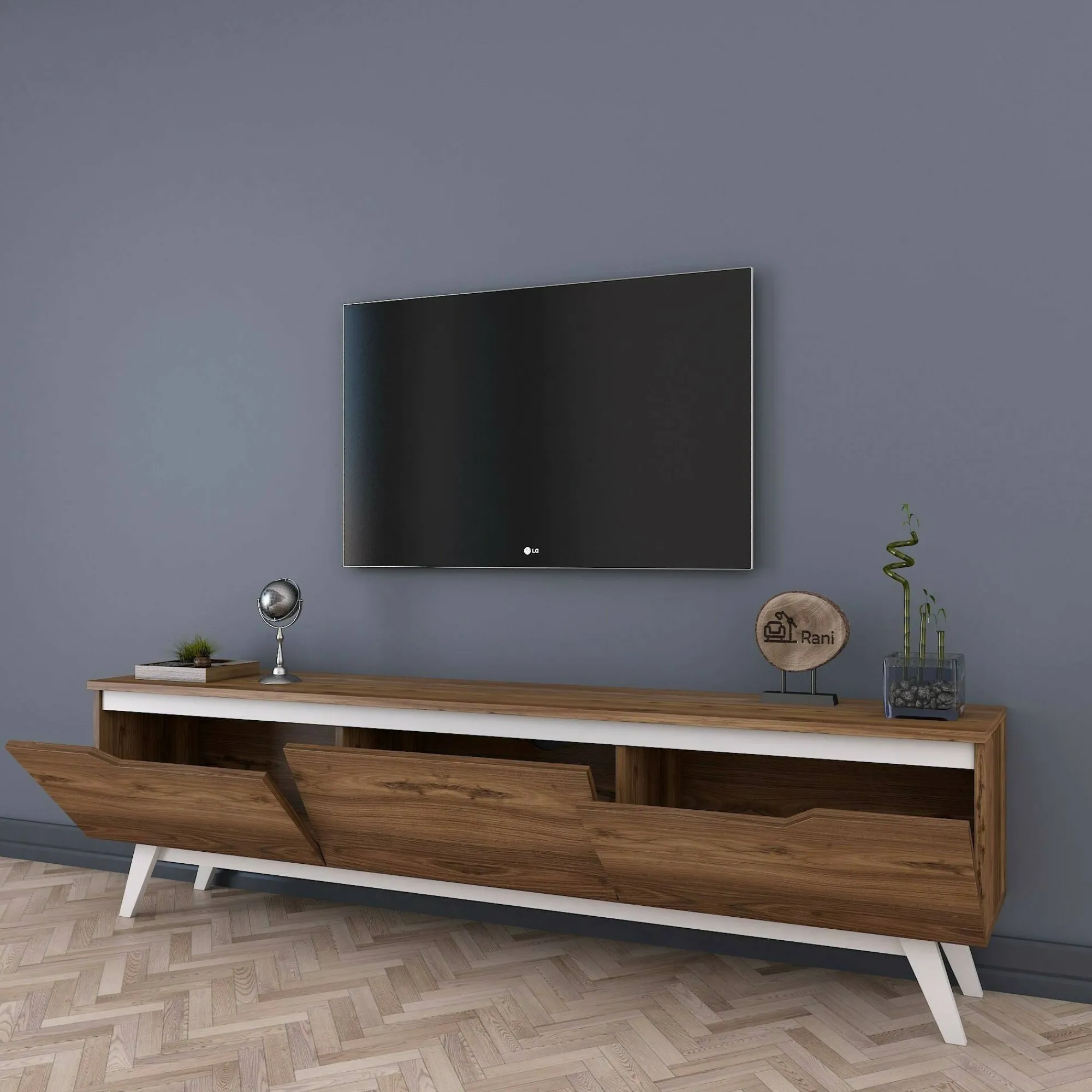 Mobile porta TV Apatite, 180x35h49 cm, Noce e Bianco<Dmora Flash Sale