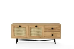 Mobile porta TV Apollinare, Quercia e Nero, 140x40h60 cm<Dmora Store