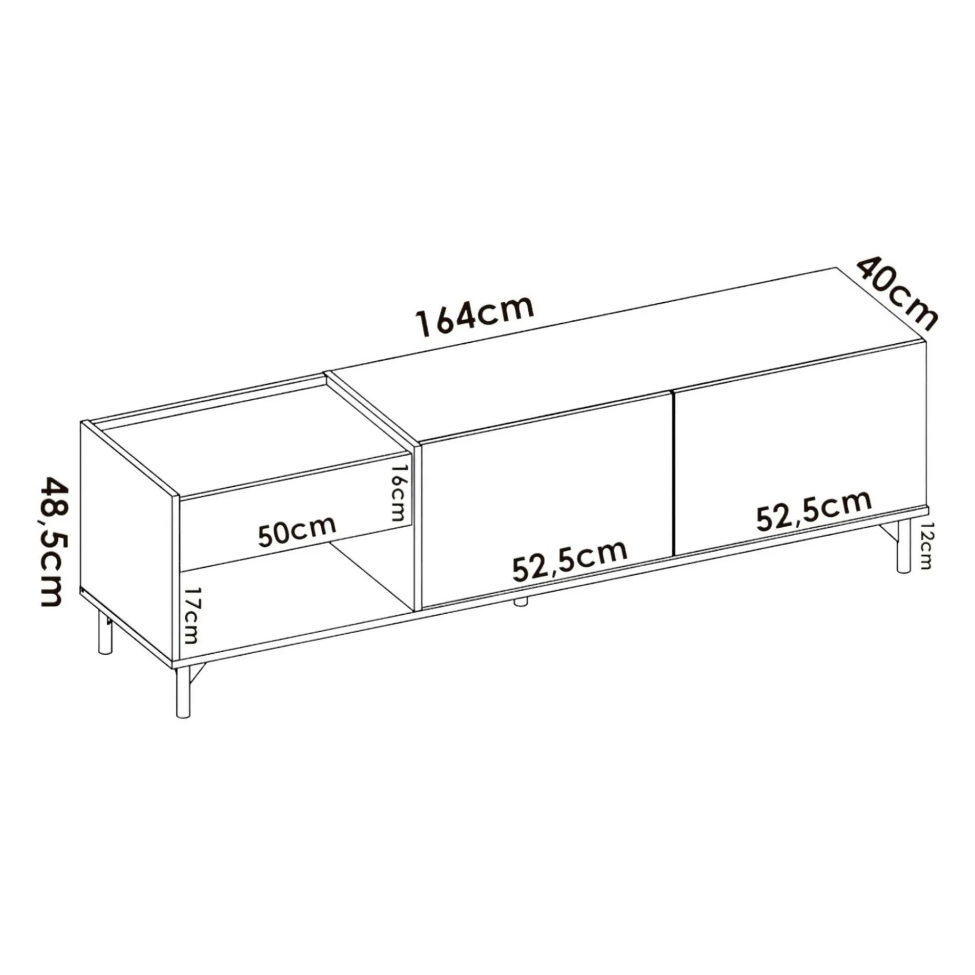 Mobile porta TV Aras, 164x39h49 cm, Rovere Nodi e Antracite<Dmora Best
