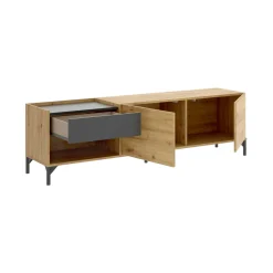 Mobile porta TV Aras, 164x39h49 cm, Rovere Nodi e Antracite<Dmora Best