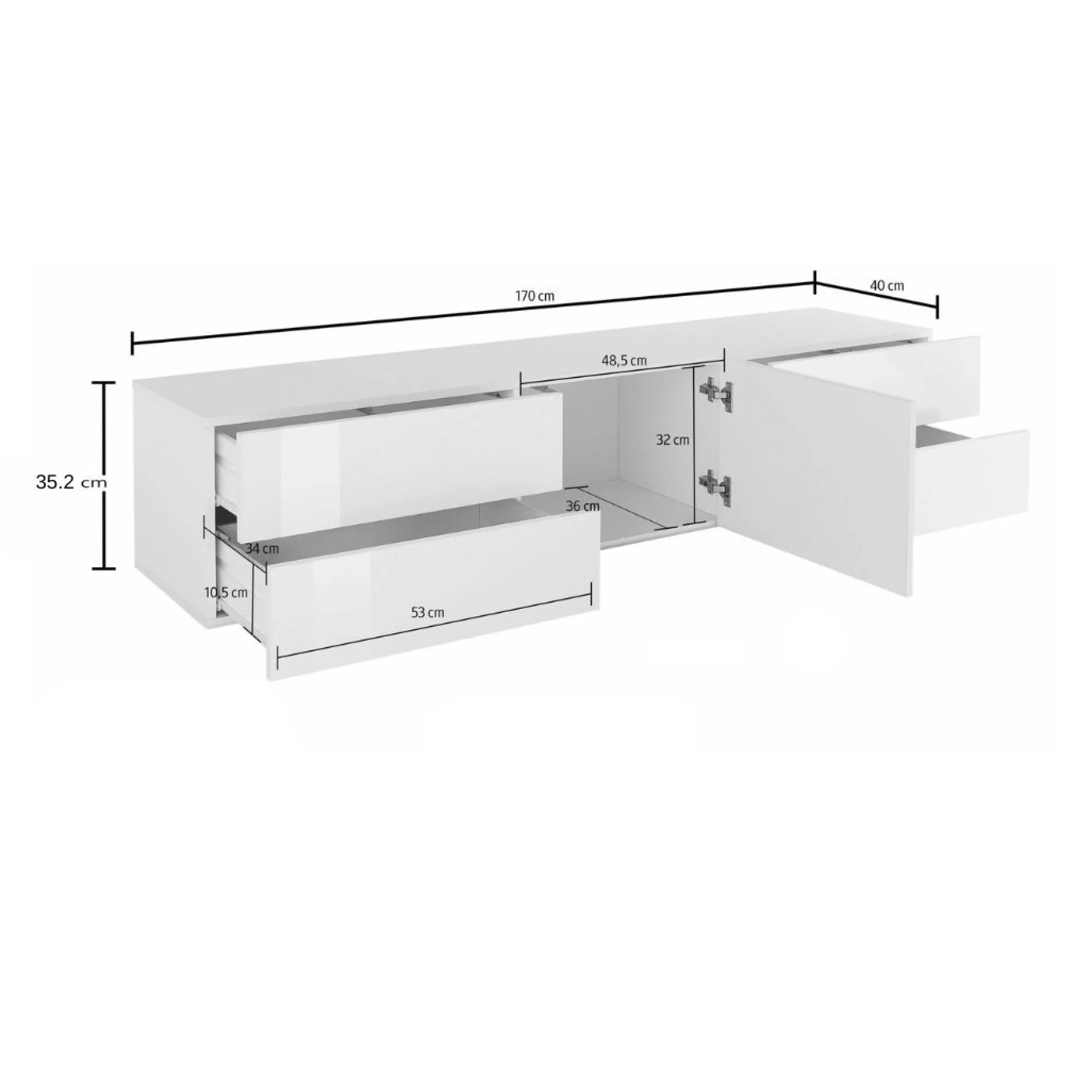 Mobile porta TV Ardesia, cm 170x40h47,<Dmora Shop