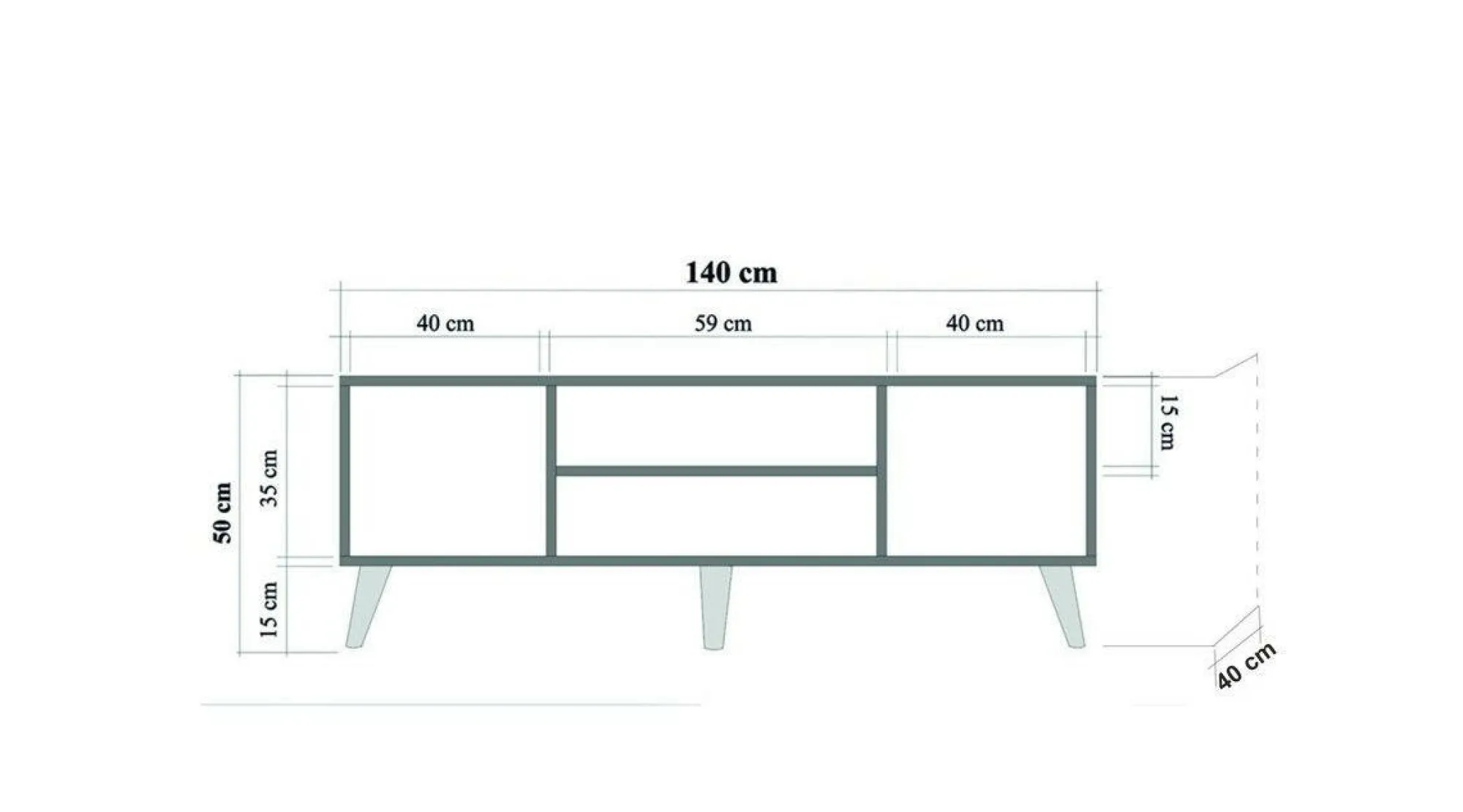 Mobile porta TV Argegno, 140x40 h50 cm,<Dmora New
