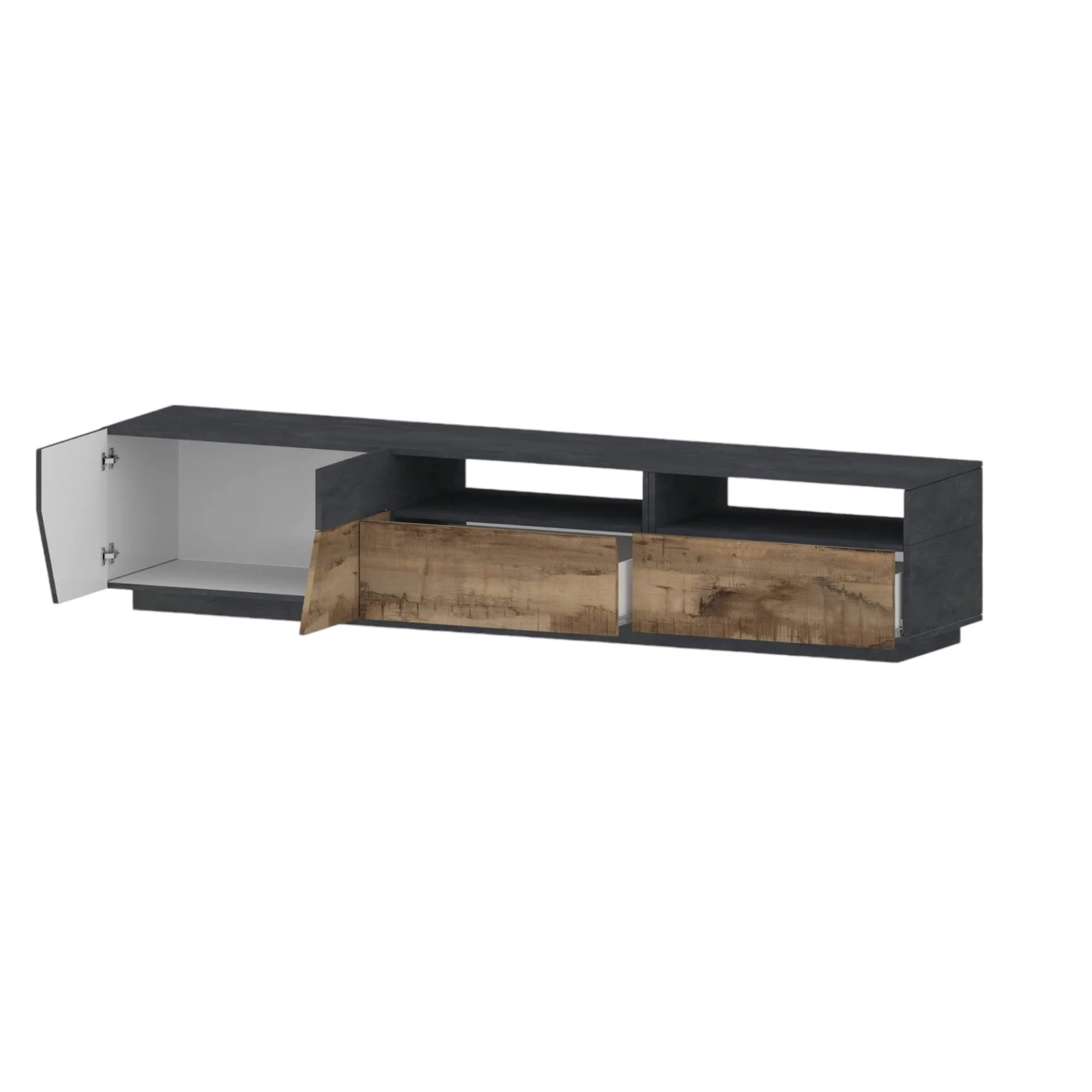 Mobile porta TV Arghi, cm 200x43h46, Ardesia e Acero<Dmora Online