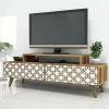 Mobile porta TV Arnara, 140x42h49 cm, Noce e Bianco<Dmora Discount