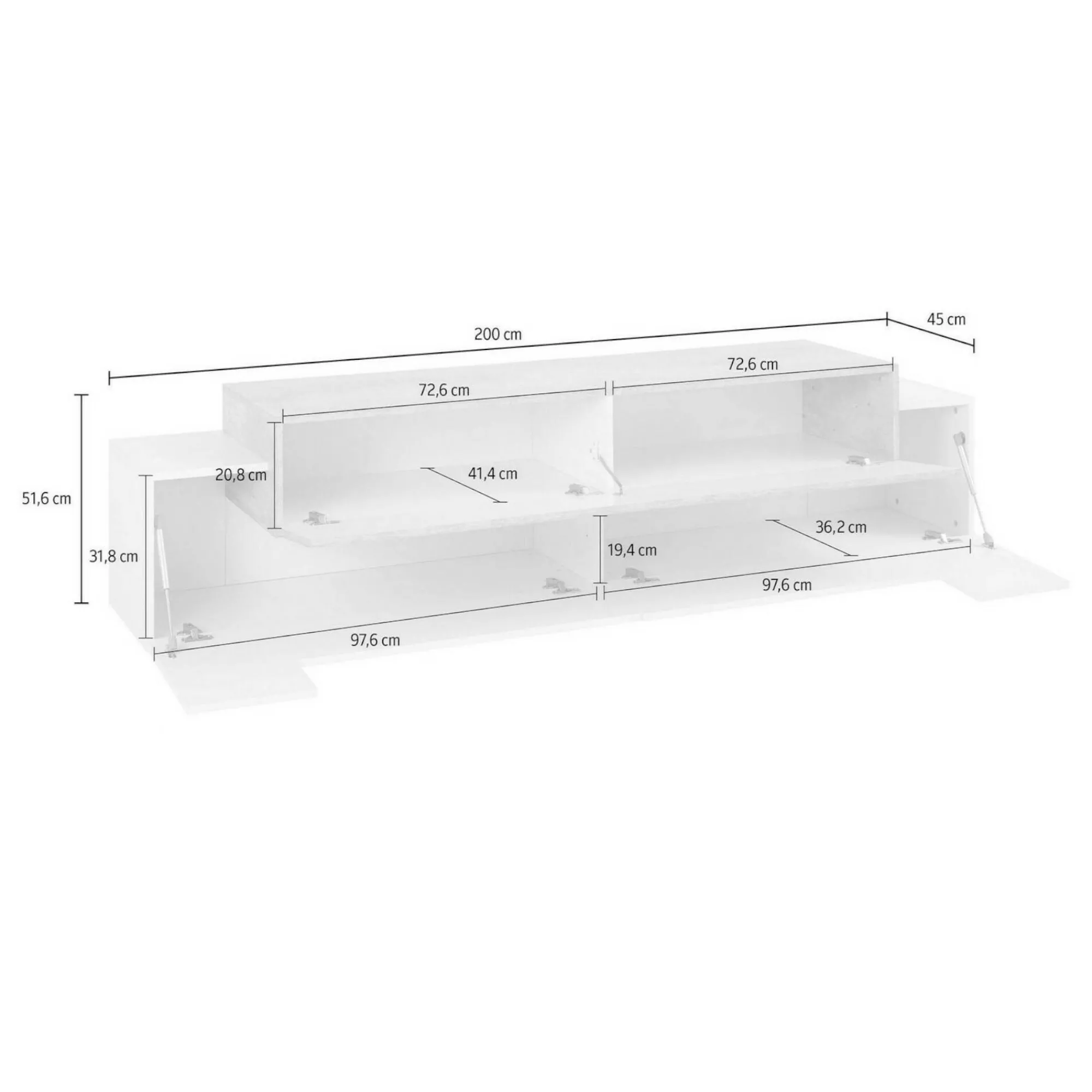 Mobile porta TV Arold, cm 200x45h52,<Dmora Online
