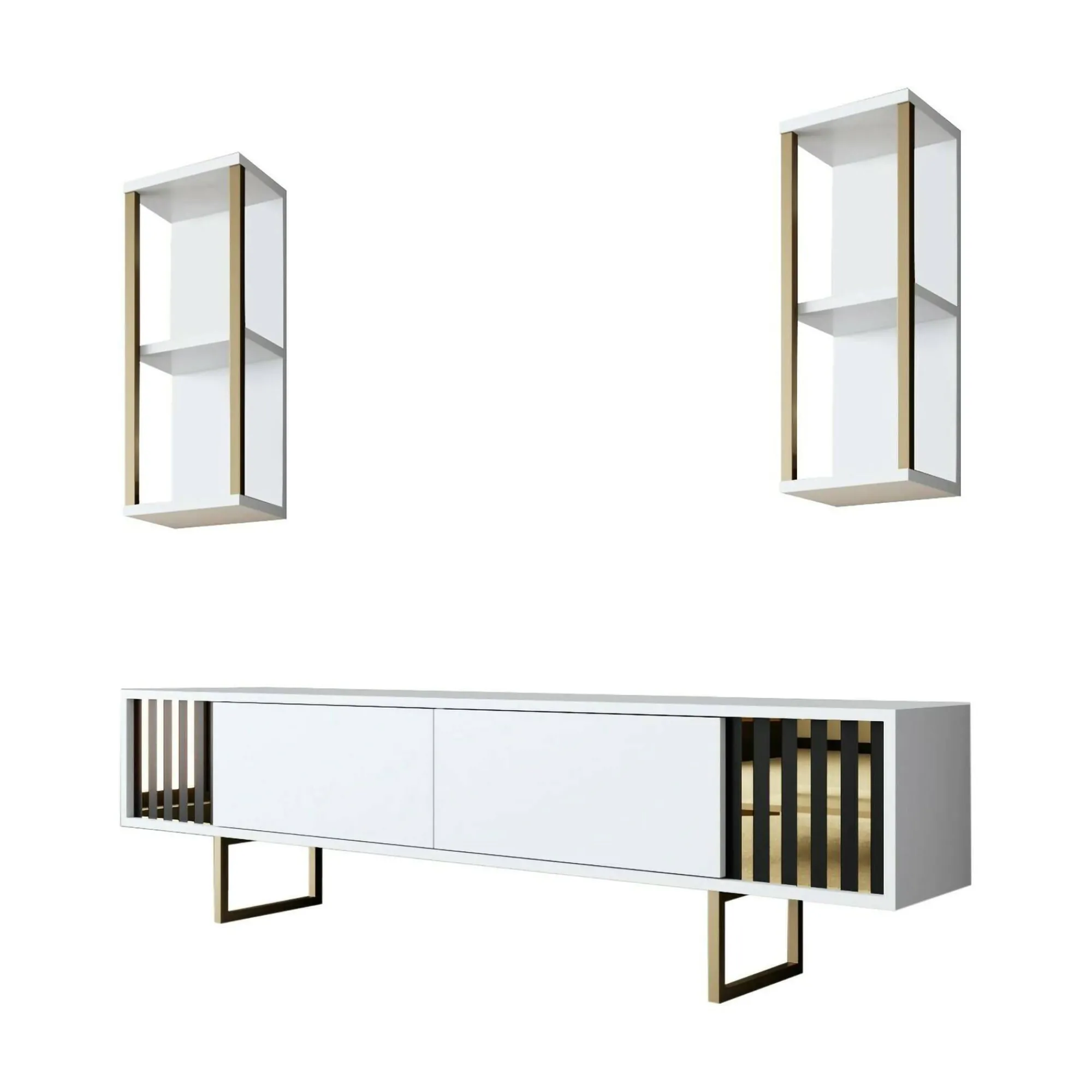 Mobile porta TV Artinay, 180x30h48 cm, Bianco e Nero<Dmora Online