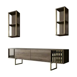 Mobile porta TV Artinay, 180x30h48 cm, Noce e Nero<Dmora Clearance